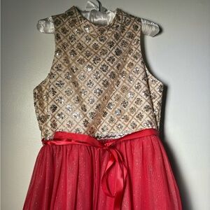 New Red and Gold Kids girls rare editions Dress Size 10